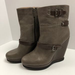Brown women wedge ankle booties size 8